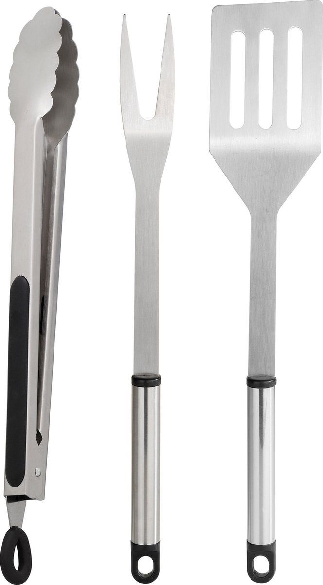 Trendo BBQ/barbecue gereedschap set 3-delig RVS - Zilver