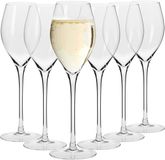 KROSNO GLASS KROSNO | Grote Prosecco Mousserende Wijnglazen Fluiten | Loodvrij kristalglas | Set van 6 - 280 ml | Harmony Collectie | Perfect voor Thuis, Restaurants en Feesten | Vaatwasser Bestendig