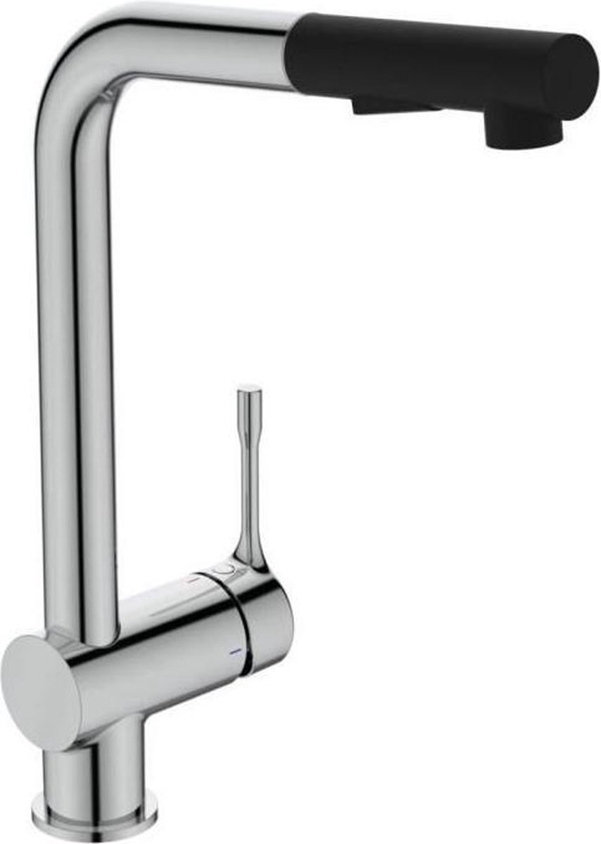 Ideal Standard Kolva BC476AA Keukenkraan met uittrekbare handdouche, 2-straal, chroom mat zwart waterbesparend