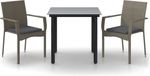 vidaXL Ensemble de jardin 3 pièces avec coussins poly rotin noir et gris