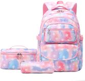 Unyqoos® Veelzijdige Schooltas Set met Rugzak, Lunchtas en Etui voor Meisjes en Tieners in Ster-Roze