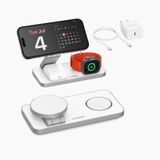 Voomy 3-in-1 Draadloze Oplader (15W Snellader) - Opvouwbaar Oplaadstation - Geschikt voor MagSafe, Apple Watch, Draadloze Oortjes - Wireless Charger - Inclusief Adapter - Wit