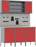 vidaXL Werkkast met lade 7 stuks Rood Engineered hout en staal