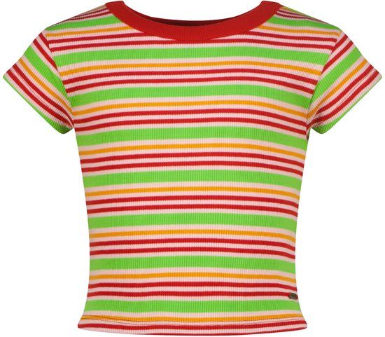 Vingino Icon-fancy stripe rib tee Meisjes T-shirt - Goji berry