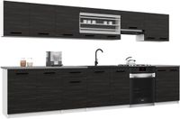 B BELINI GROUP BELINI Keukenblok ITALIA 3 - Keukenmeubel Set 320 cm Ebbenhout met Werkbladen - Boven- en Onderkasten