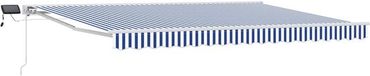 vidaXL Parasol manuel avec éclairage LED solaire 4 x 3 m Bleu Polyester