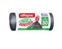 Alfapac - 15 vuilniszakken – schuifband – zeer robuust – 30 l | Gemaakt in Frankrijk – gerecycled en plantaardig materiaal