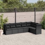 Maison Exclusive - Ensemble de meubles de jardin 7 pièces avec canapé et coussins, noir, en polyrotin