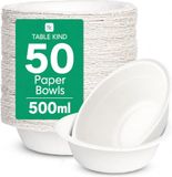 Tafelsoort 50 x Bulk Pack Wit Papier Kommen Wegwerp Kommen voor Camping Catering Salade Dessert Granen Recyclebare Verjaardagsfeestartikelen Thuis Composteerbaar 18cm