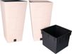 Prosperplast Plantenpot/bloempot - 2x - buiten - kunststof - creme - Eco wood look - D24 x H45 cm