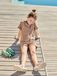 VERTBAUDET Icecat Combishort meisjes van twill katoen beige