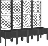 vidaXL Plantenbak met latwerk 160x40x142 cm polypropeen zwart