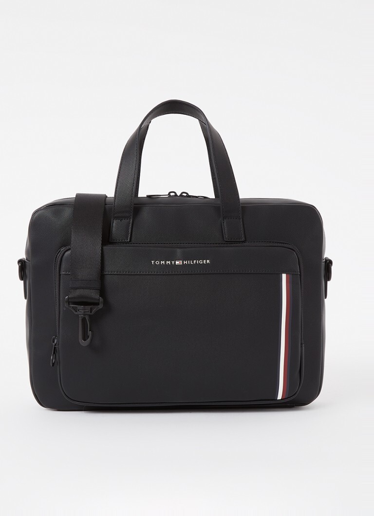 Tommy Hilfiger Piqué businesstas met 15 inch laptopvak