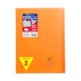 Clairefontaine 971409AMZC Pak met 2 Geniete Schriften Koverbook Oranje - A4 21x29,7 cm - 96 Pagina's Grote Ruitjes - Wit Papier 90 g - Polypro Omslag