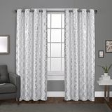 EXCLUSIVE HOME Modo Metallic Geometrische Tule Top Gordijnpaneel Paar, 54"x96", Winter Wit
