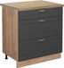 Vicco Fame-Line Meuble bas de cuisine – 80 cm avec 3 tiroirs, WB Chêne anthracite-or