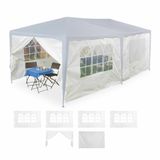 Relaxdays zijwanden partytent, set van 6, zijkanten feesttent, waterdicht, 2x3 m, ramen en deur, PE, losse zeilen, wit