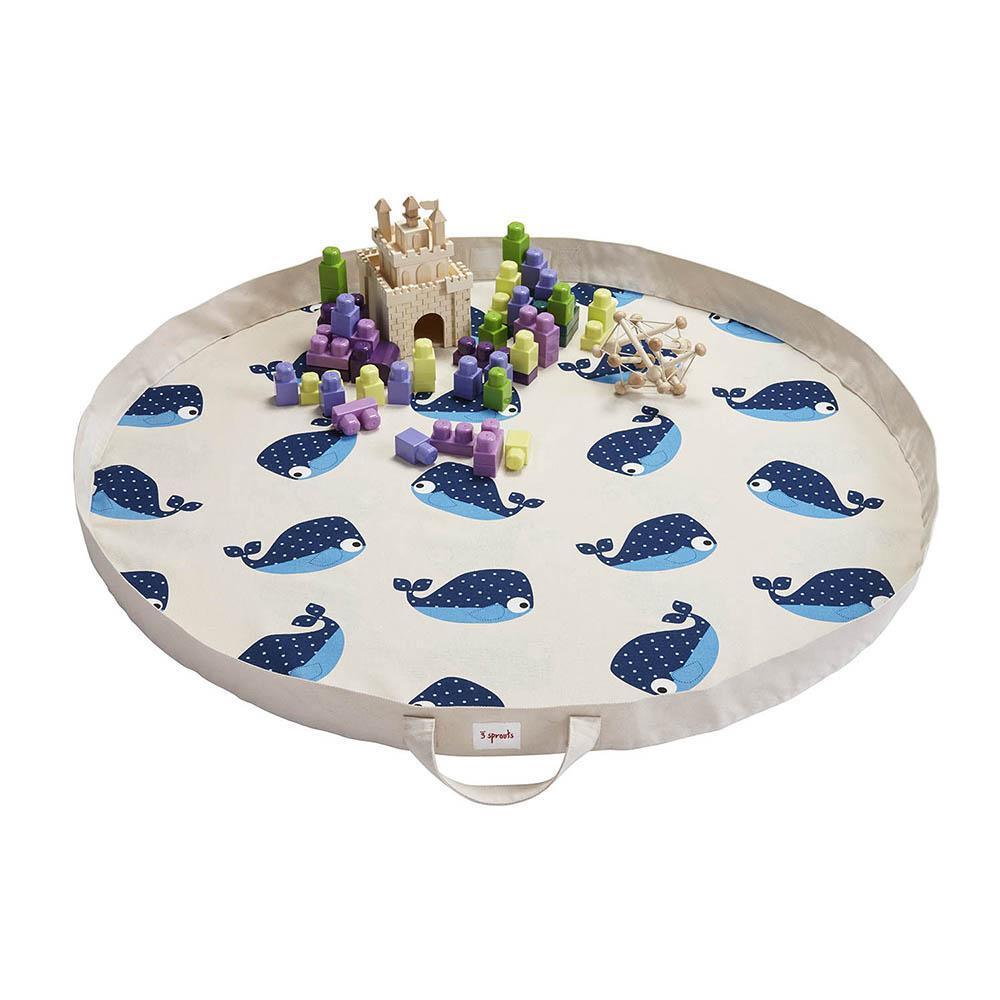 3 Sprouts Whale play mat bag blauw