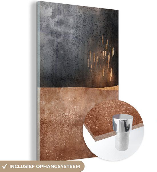 MuchoWow® Glass Painting 20x30 cm - Acrylic Glass Painting - Abstract - Gold - Design - Photo on Glass - Paintings