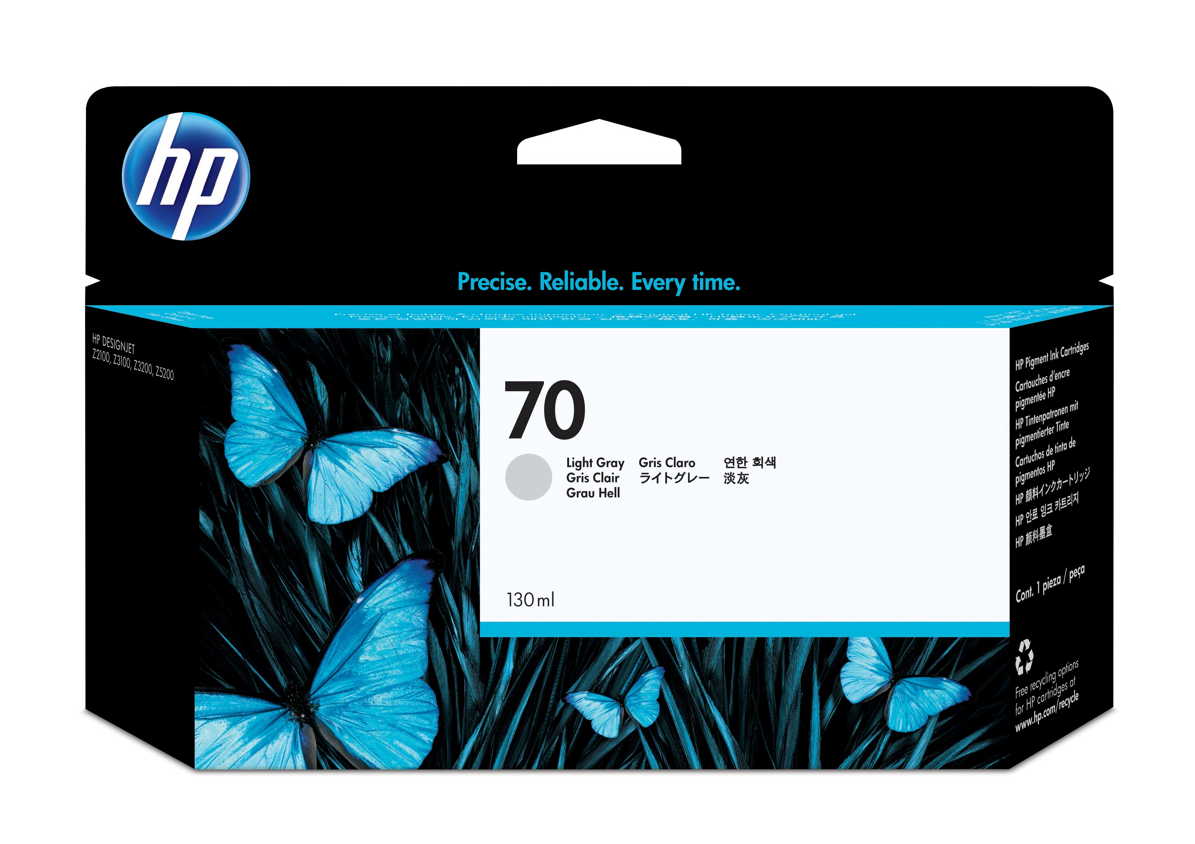 HP 70 lichtgrijze DesignJet inktcartridge, 130 ml single pack / licht grijs