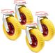 Wiltec Set van 4 wielen, diameter 220 mm, wielen 58 mm breed, geschikt tot 100 kg per wiel, geel, gemaakt van massief materiaal, met scharnierend bevestigingssysteem, lekbestendig, stille werking