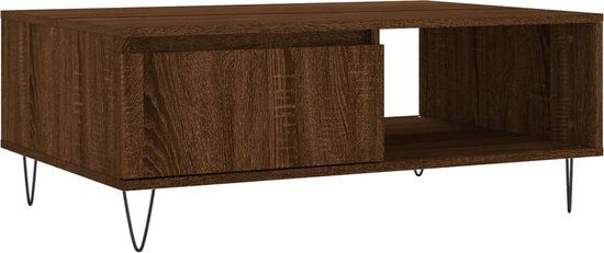 vidaXL Salontafel 90x60x35 cm bewerkt hout bruin eikenkleur