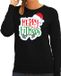 Bellatio Decorations Merry fitmas Kerst sweater / kersttrui zwart voor dames - Kerstkleding / Christmas outfit M