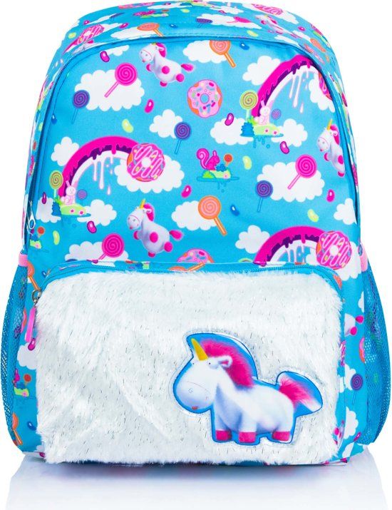 Minions Fluffy Unicorn Rugzak met Fluffy voorvak 6-12 Jaar - Multicolor