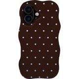 Selencia Vivid Wavy Backcover met MagSafe voor de Apple iPhone 16 - Happy Dots Chocolate