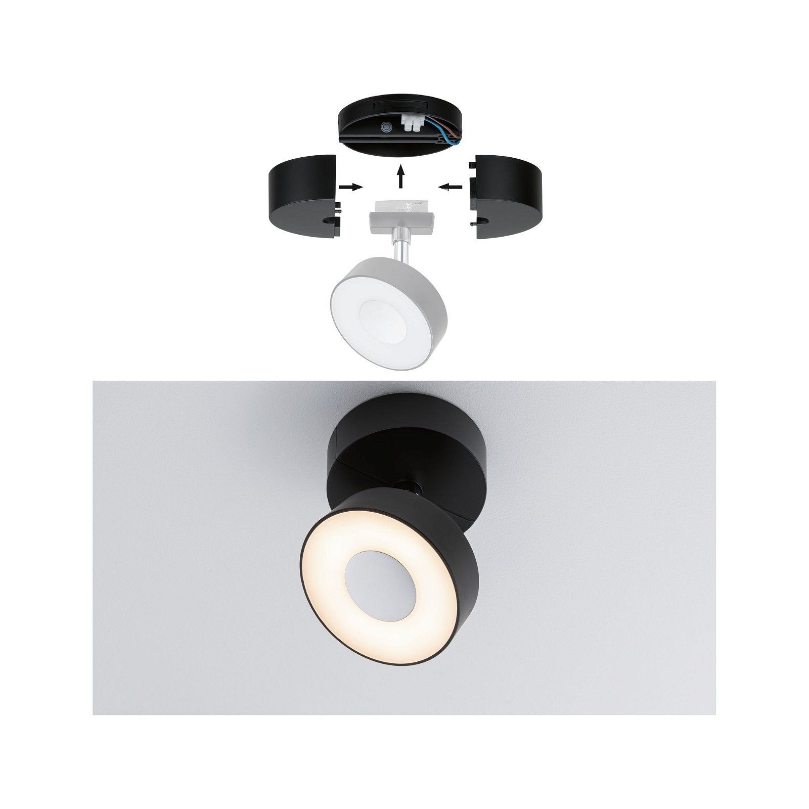 Paulmann URail Railspot Base LED Zwart - Railspot voor Plafond - Rond