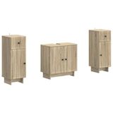 vidaXL - 3-delig - badkamerkast - set - EDE - Sonoma - Eiken - Bewerkt - hout