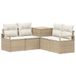 vidaXL - Bankstel - 5 - st - Beige - en - Crème - Wit - Poly - Rattan - en - Staal