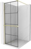 Mexen Kioto+ paroi de douche avec étagère Walk-in 80 x 200 cm, grille noire, or brossé