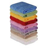 Set theedoeken (10 stuks) groen, blauw, geel, grijs, rood, roze, paars, wit, crème, bruin