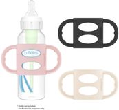 Dr. Brown's Siliconen Flessenhandgrepen voor Smalle Babyflessen (Zwart/Roze/Ecru)
