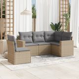 Maison Exclusive - Ensemble de meubles de jardin 5 pièces avec canapé et coussins, beige, en polyrotin