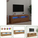 The Living Store Salontafel - Tv Meubel - Tv-meubel met LED 120x35x40 cm bewerkt hout artisanaal eiken - Led Licht - Houten Tv Kast - Kunststof Tv Meubel