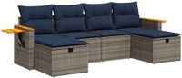vidaXL 6-delige Loungeset met Kussens Poly Rattan Grijs