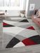 Mia's Mosaix - Modern dicht laagpolig tapijt voor woon- en slaapkamer, met contoursnit, geometrische patronen, geruit, in grijs-rood, 80 x 140 cm