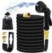 Unyqoos® Tuyau d'arrosage, 15 mètre – extensible jusqu'à 3 fois la longueur, 8 buses, tuyau flexible et anti-vrille avec raccords en laiton massif, noir