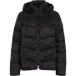 KAFFE Kaffe Puffer Jacket voor dames, hoge kraag, capuchon, hip lengte, ritssluiting, regular fit, buitenkleding, dames, Black Deep