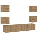 vidaXL TV muur meubels 6 stuks ambachtelijke eik bewerkt hout