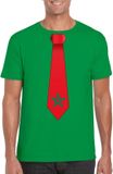 Bellatio Decorations Shoppartners Bv Groen t-shirt met Marokkaanse vlag stropdas heren - Marokko supporter XXL