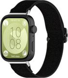 Strap-it Bande élastique Nylon Noir Convient pour Huawei Watch Fit 3 / 4 / 4 Pro / 5 / 5 Pro