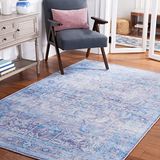 Safavieh Traditioneel tapijt voor machinewasbaar en antislip - Ideaal voor drukke gebieden - Tucson Collection, korte pool, beige en grijs, 120 x 120 cm