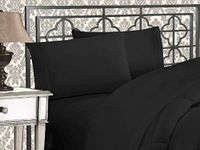 Elegant Comfort Luxe kussenslopen met draaddichtheid van 1500, kreuk- en lichtbestendig, ultrazachte Egyptische kwaliteit, standaardmaat, zwart, 2 stuks