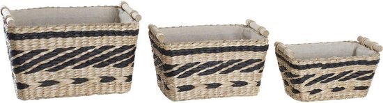 Basket spelset DKD Home Decor Polyester Koloniaal Vezel (38 x 26 x 24 cm)