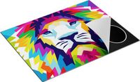 Chefcare Inductie Beschermer Gekleurde Leeuw - Leeuwenkop - Abstract - 77x59 cm - Afdekplaat Inductie - Kookplaat Beschermer - Inductie Mat