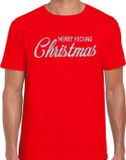 Bellatio Decorations Shoppartners Bv Fout kerstshirt / t-shirt - Merry Fucking Christmas - zilver / glitter - rood voor heren - kerstkleding / christmas outfit XXL