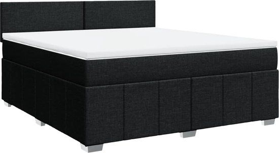 vidaXL Boxspring met matras stof zwart 180x200 cm